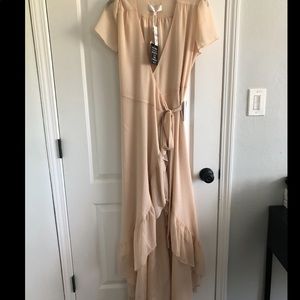 WAYF Natasha Wrap Dress - Champagne